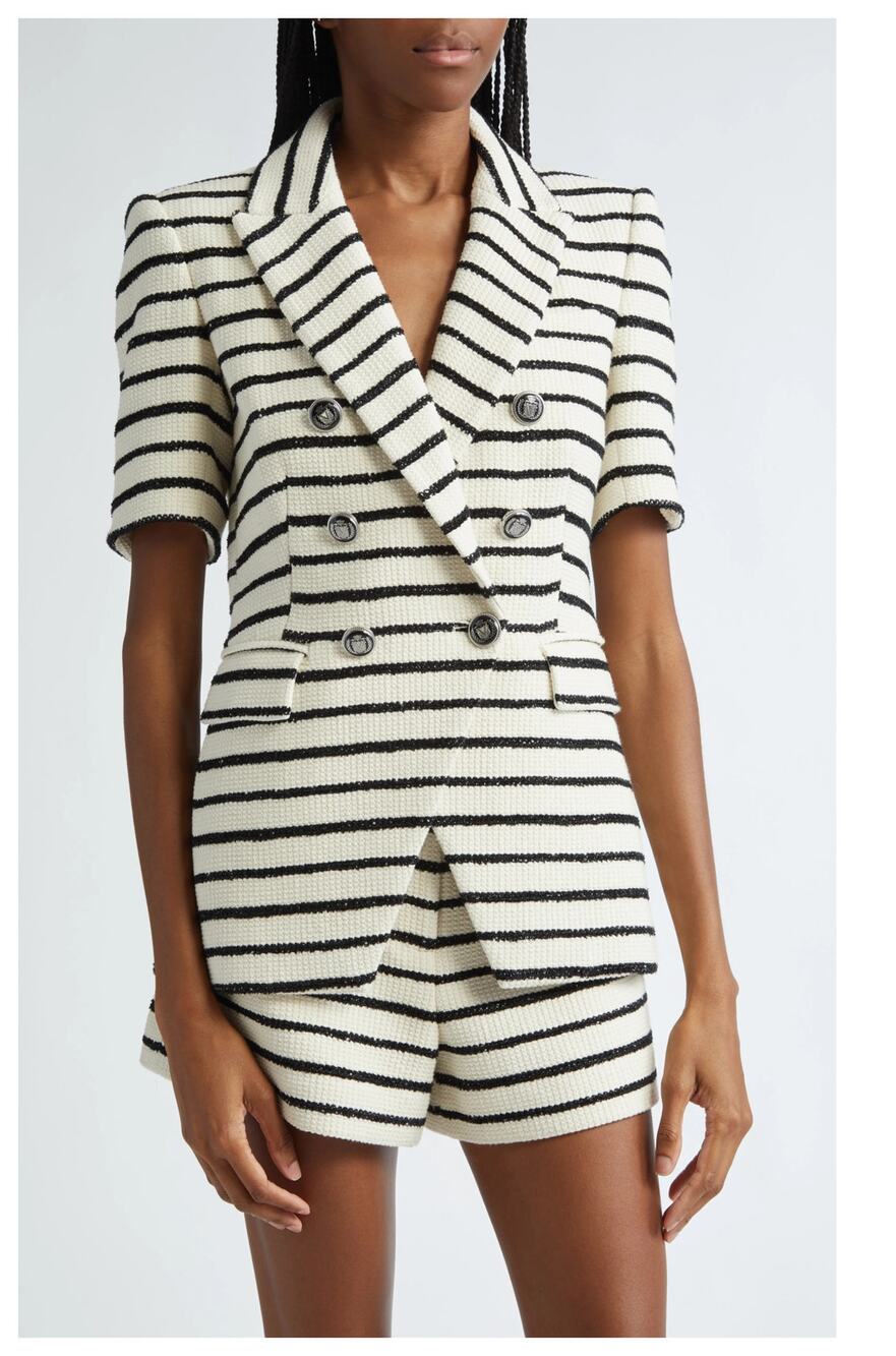 NWT Veronica Beard Jenny Stripe Short Sleeve Cotton Blend Dickey Jacket Size 6 - Picture 15 of 16